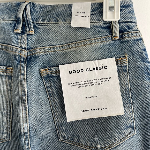 Good American Good Classic High Rise Distressed Slim- Straight Jeans, Size: 2 - Picture 8 of 9